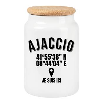 Corsica, Corsican humor, Ajaccio - Cookie Jar with Wooden Lid - white - Front