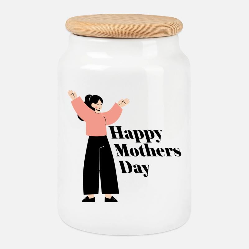 Happy Mothers Day - Keksdose mit Holzdeckel - Weiß