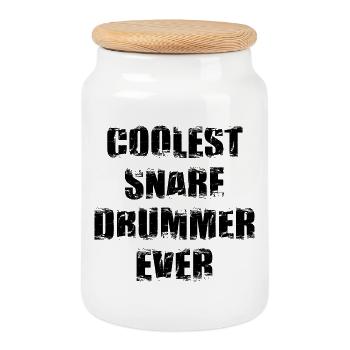Snarling drummer - Cookie Jar with Wooden Lid - white - Front