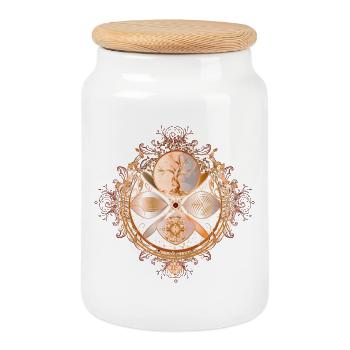 magisches Amulett, goldener Baum des Lebens Symbol - Keksdose mit Holzdeckel - Weiß - Vorne