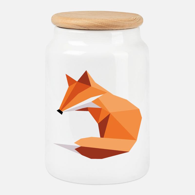 fuchs ORGAMI style - Keksdose mit Holzdeckel - Weiß