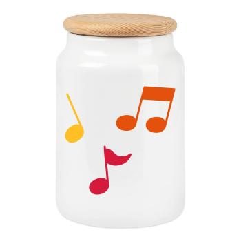 Sheet music – 3 colors - Cookie Jar with Wooden Lid - white - Front