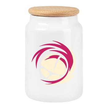 Volleyball - Keksdose mit Holzdeckel - Weiß - Vorne