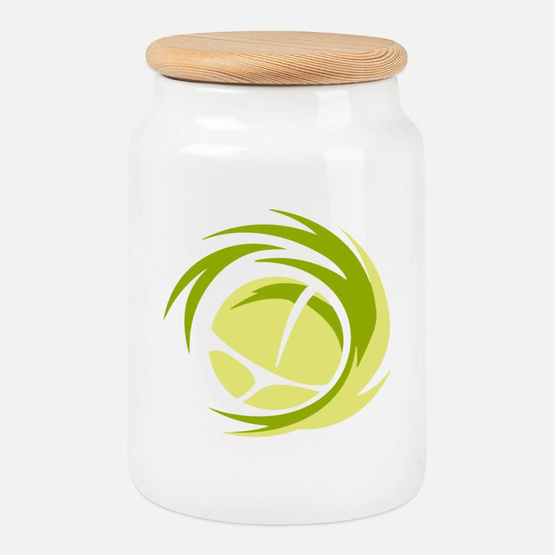 Logo de volleyball minimaliste - Boîte à biscuits avec couvercle en bois - blanc