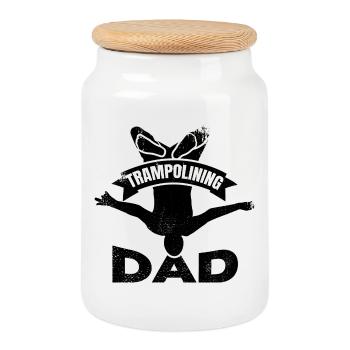 Trampoline jumper dad - Cookie Jar with Wooden Lid - white - Front