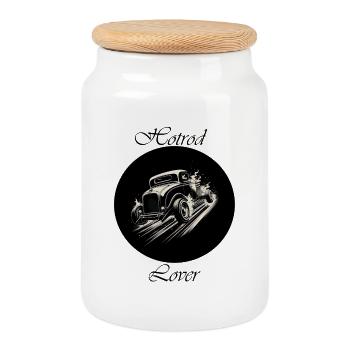 Hotrod Lover 2 - Cookie Jar with Wooden Lid - white - Front