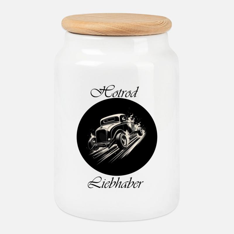 Hotrod Lover 2 - Boîte à biscuits avec couvercle en bois - blanc