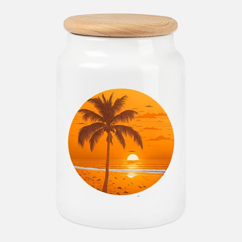 Sonnenuntergang - Keksdose mit Holzdeckel - Weiß