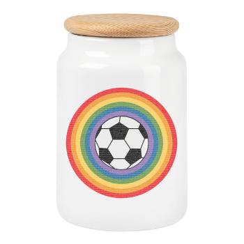 Soccer Rainbow World Cup - Cookie Jar with Wooden Lid - white - Front
