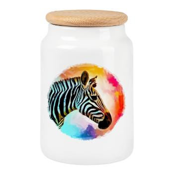 Zebra - Keksdose mit Holzdeckel - Weiß - Vorne