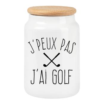J'peux pas j'ai golf  - Boîte à biscuits avec couvercle en bois - blanc - Devant