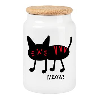 meow! schwarz - Keksdose mit Holzdeckel - Weiß - Vorne
