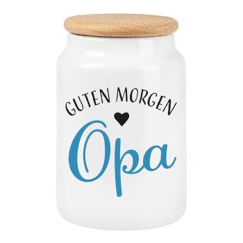 Guten Morgen Opa - Keksdose mit Holzdeckel - Weiß - Vorne