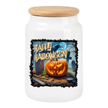 Nocturnal Mystery: The Happy Halloween T-Shirt - Cookie Jar with Wooden Lid - white - Front