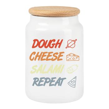 Funny Pizza Saying - Cookie Jar with Wooden Lid - white - Front