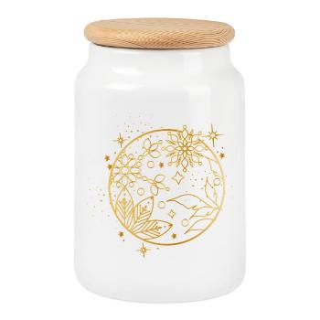 Enchanting Golden Christmas Ball Ornament - Cookie Jar with Wooden Lid - white - Front