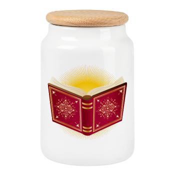 livre rouge ouvert rayonnant pour le Père Noël - Boîte à biscuits avec couvercle en bois - blanc - Devant