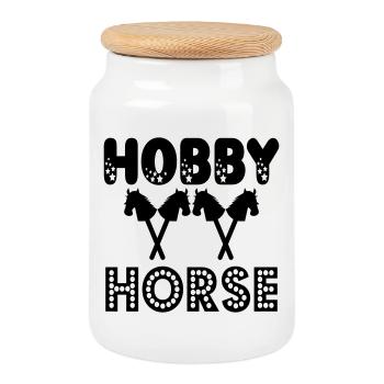STECKENPFERDE - HOBBY HORSE - Keksdose mit Holzdeckel - Weiß - Vorne