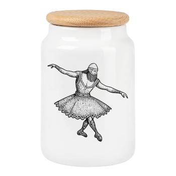 Viking - Ballet dansant - Boîte à biscuits avec couvercle en bois - blanc - Devant