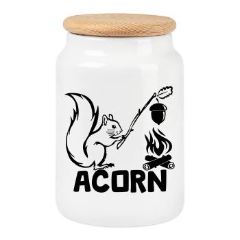 Acorn - Hungriges Eichhörnchen [Schwarz] - Keksdose mit Holzdeckel - Weiß - Vorne