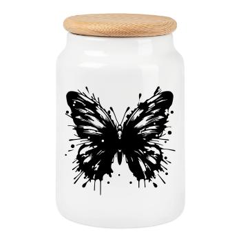 Papillon - Boîte à biscuits avec couvercle en bois - blanc - Devant