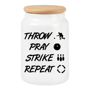 Throw Pray Strike Repeat - Keksdose mit Holzdeckel - Weiß - Vorne