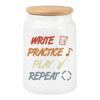Write Practice Play Repeat - Cookie Jar with Wooden Lid - white - Front