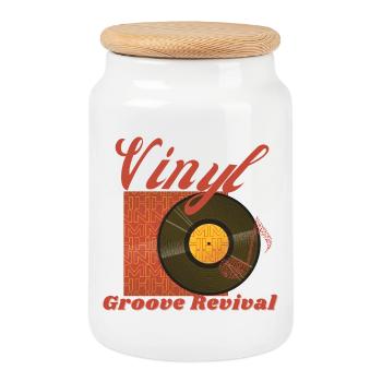 Vinyl Groove Revival - T-shirt classique rétro - Boîte à biscuits avec couvercle en bois - blanc - Devant