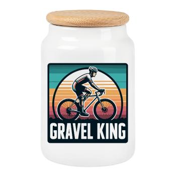 Gravel King Radfahren Illustration - Keksdose mit Holzdeckel - Weiß - Vorne