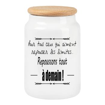 Repoussons les limites ! - Boîte à biscuits avec couvercle en bois - blanc - Devant