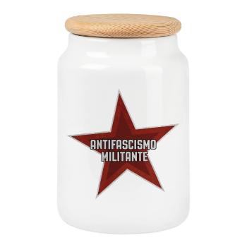 Militant anti-fascism - Cookie Jar with Wooden Lid - white - Front