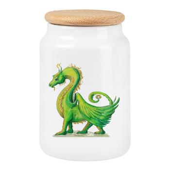Dragon Farah Drawing - Sonja Ariel von Staden - Cookie Jar with Wooden Lid - white - Front