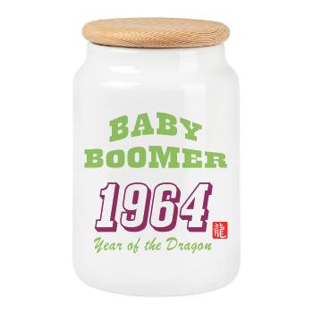 Baby Boomer 1964 - Keksdose mit Holzdeckel - Weiß - Vorne