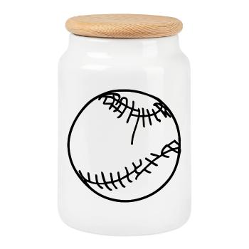 Baseball Ball - Keksdose mit Holzdeckel - Weiß - Vorne