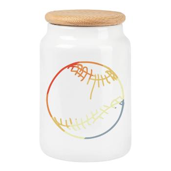 Baseball Ball Zeichnung - Keksdose mit Holzdeckel - Weiß - Vorne