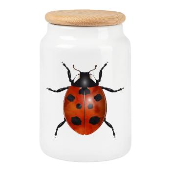 coccinelle enchanteresse aux couleurs vives - Boîte à biscuits avec couvercle en bois - blanc - Devant