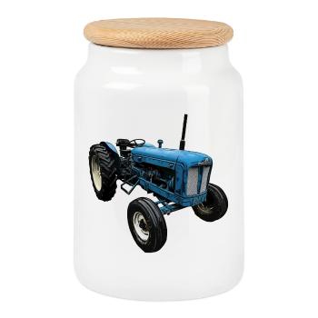 Super Tractor - Cookie Jar with Wooden Lid - white - Front