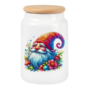 Gnom-Goblin-Elf - Keksdose mit Holzdeckel - Weiß - Vorne