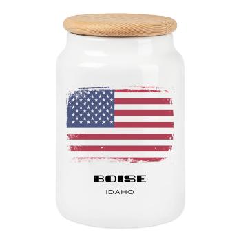 Boise, Idaho, États-Unis - Boîte à biscuits avec couvercle en bois - blanc - Devant