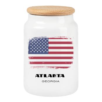Atlanta, Géorgie, États-Unis - Boîte à biscuits avec couvercle en bois - blanc - Devant