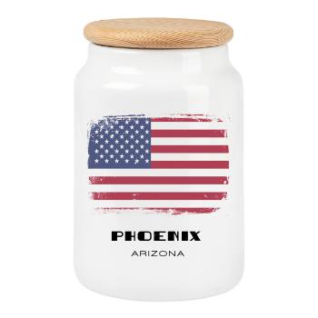 Phoenix, Arizona, États-Unis - Boîte à biscuits avec couvercle en bois - blanc - Devant