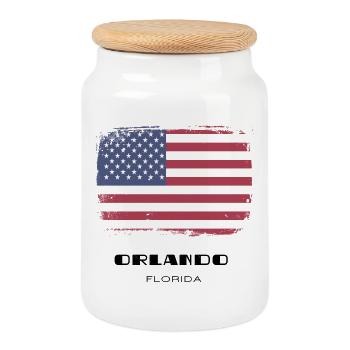 Orlando, Floride, États-Unis - Boîte à biscuits avec couvercle en bois - blanc - Devant