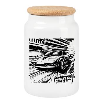 CAR_01 - Boîte à biscuits avec couvercle en bois - blanc - Devant