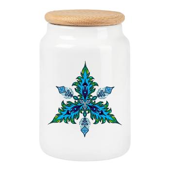 Crystal - Cookie Jar with Wooden Lid - white - Front