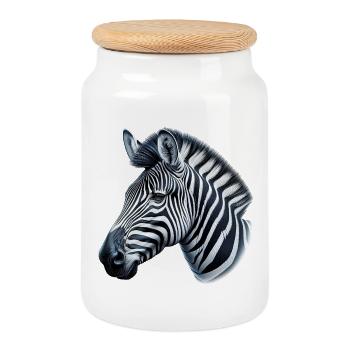 Zèbre - Boîte à biscuits avec couvercle en bois - blanc - Devant
