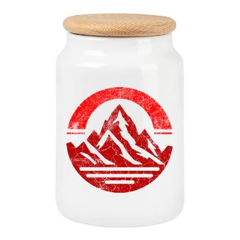 Vintage Red Mountain - Cookie Jar with Wooden Lid - white - Front