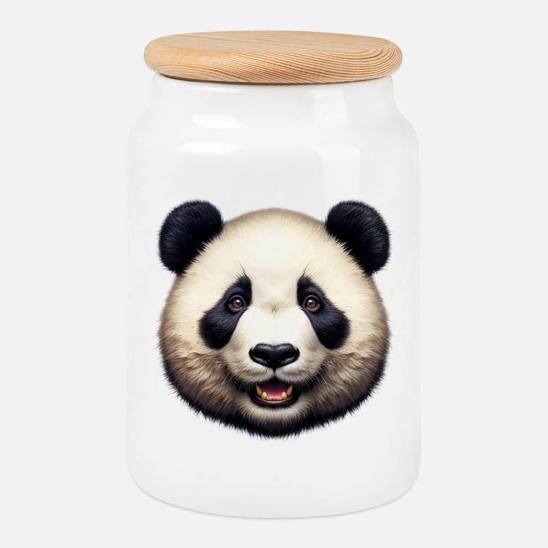 Panda - Keksdose mit Holzdeckel - Weiß