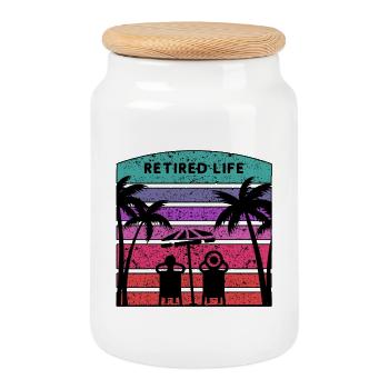 Leben im Ruhestand mit Strand und Palmen. - Keksdose mit Holzdeckel - Weiß - Vorne