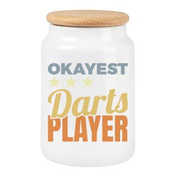 Joueur de fléchettes Okayest - Boîte à biscuits avec couvercle en bois - blanc - Devant
