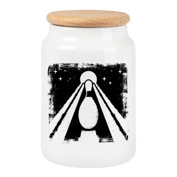 Dessin de bowling - Boîte à biscuits avec couvercle en bois - blanc - Devant